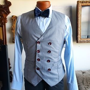 Double breasted vest waistcoat gray